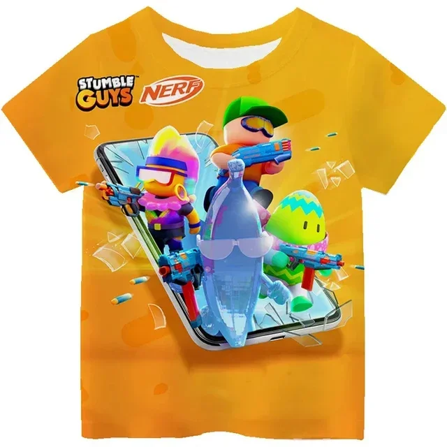 Stumble Guys Game Printed Kids T Shirt Children Clothing From 4 To 14 Years Tees Casual Tops Clothing For Girls Boys Tshirt 2024