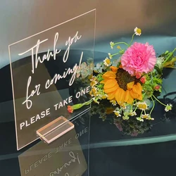 Thank You For Coming Favors Please Take One Clear Glass Look Acrylic Wedding Sign Dessert Table Plexiglass Perspex