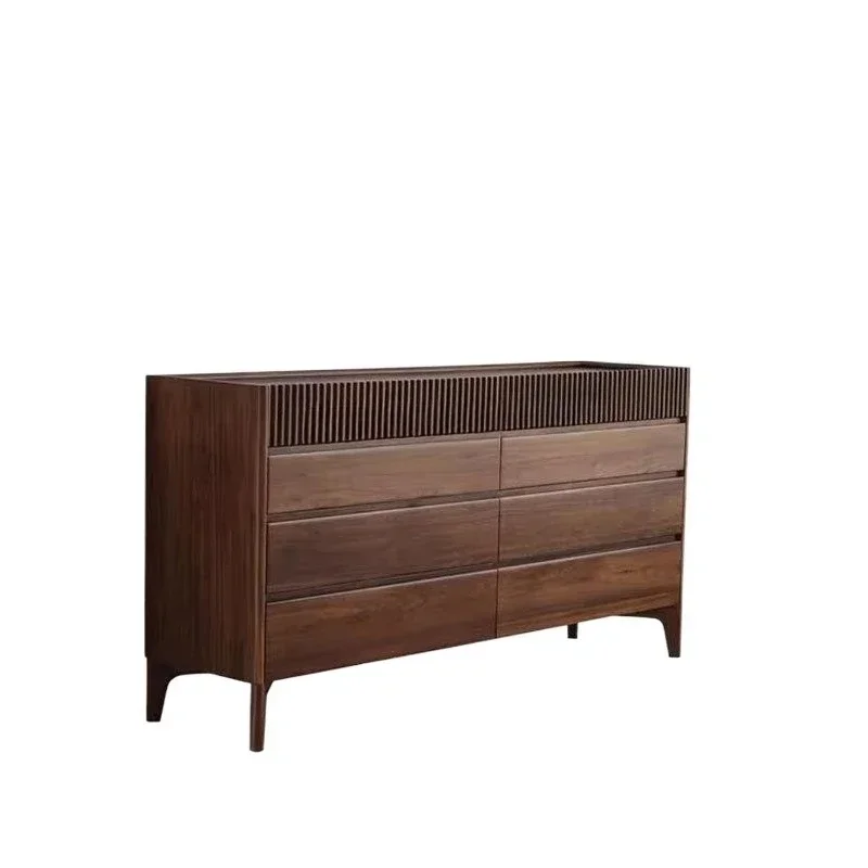 

Black walnut bucket cabinet, cherry wood solid wood simple modern bedroom locker, Nordic foyer cabinet storage cabinet