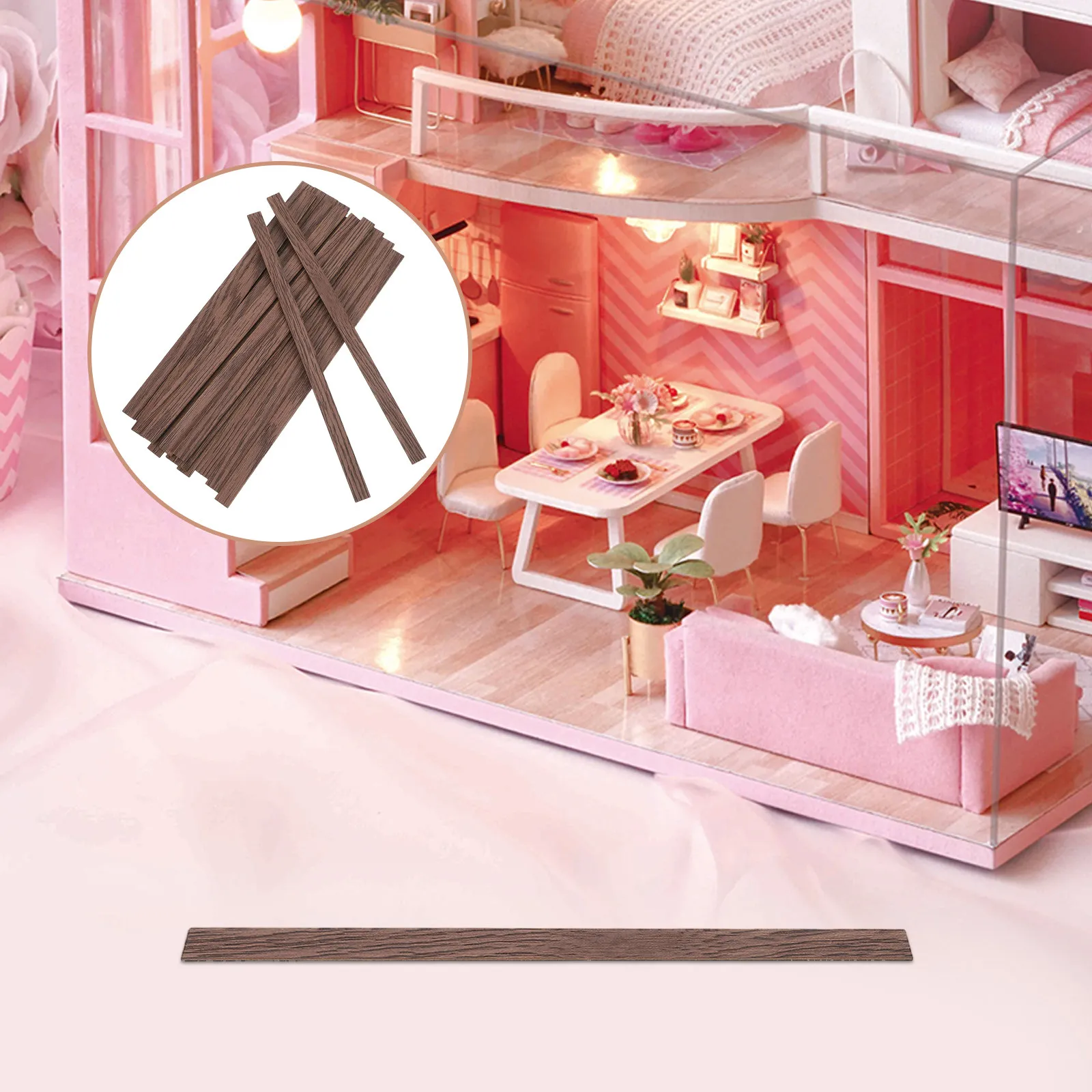 

18Pcs Miniature Dollhouse Flooring Self Adhesive Wood Grain Floorboards Peel and Stick Mini Floor Tiles for Home Decoration
