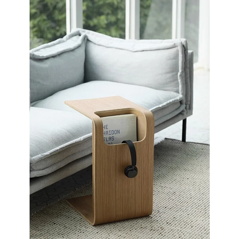 Nordic Solid Wood Sofa End Table Designer Magazine Side Table C-shaped Modern Minimalist Instagram-style Small Coffee Table