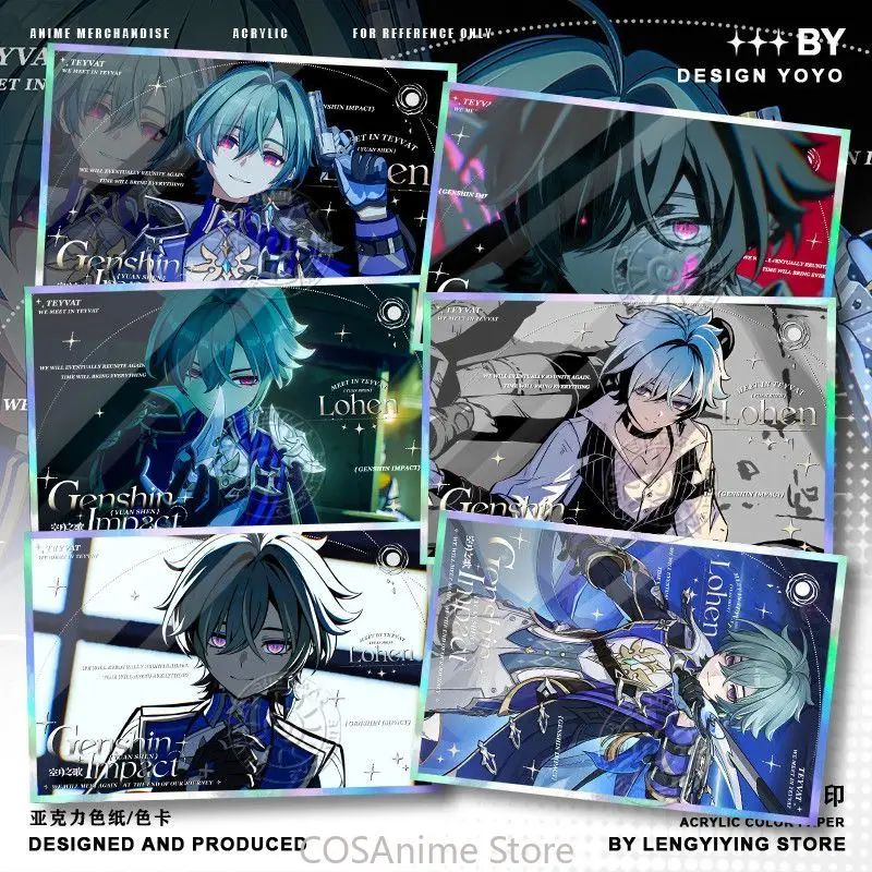Genshin Impact Lohen Anime Game Cosplay Acrylic Double Flash Coloured Paper Desk Stand Collection Card Xmas Gift