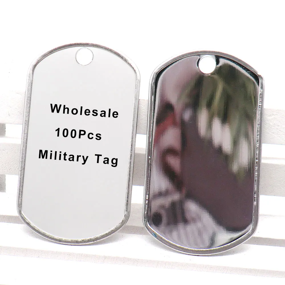 Wholesale 100 20Pcs Stainless Steel Military Identity Tag Dog ID Tags For Men Pendant Men Tags Necklace Personality necklace