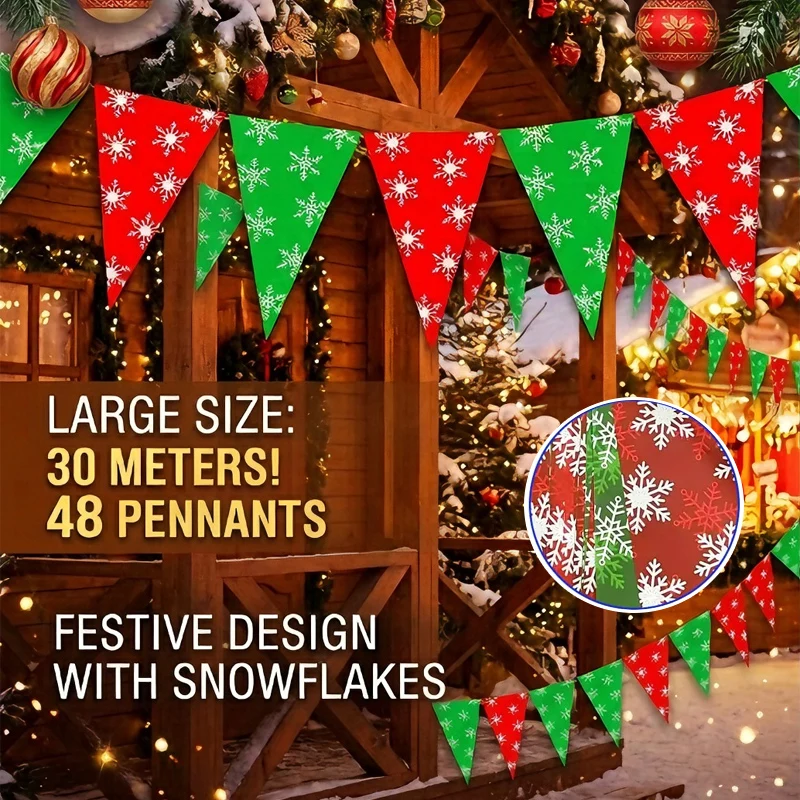 3D Snowflake Triangle Bunting for Christmas Winter Parties Snow-Themed Birthday Decorations Festive Garland for Home Classroom