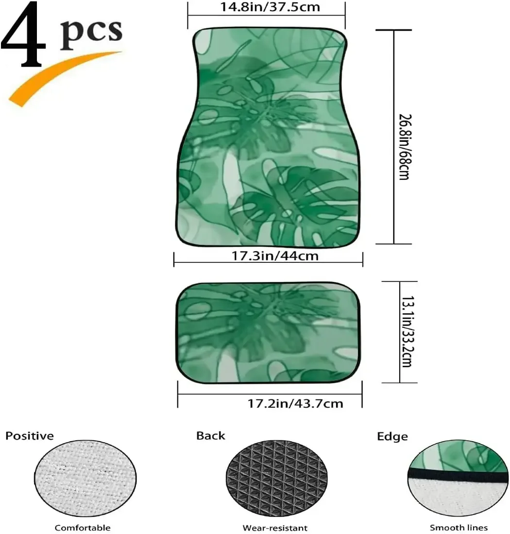 Car Floor Mats Exotic Leaves Hand Painted Print Design Carpet Car SUV Truck Floor Mats 4 Pcs, Car Mat