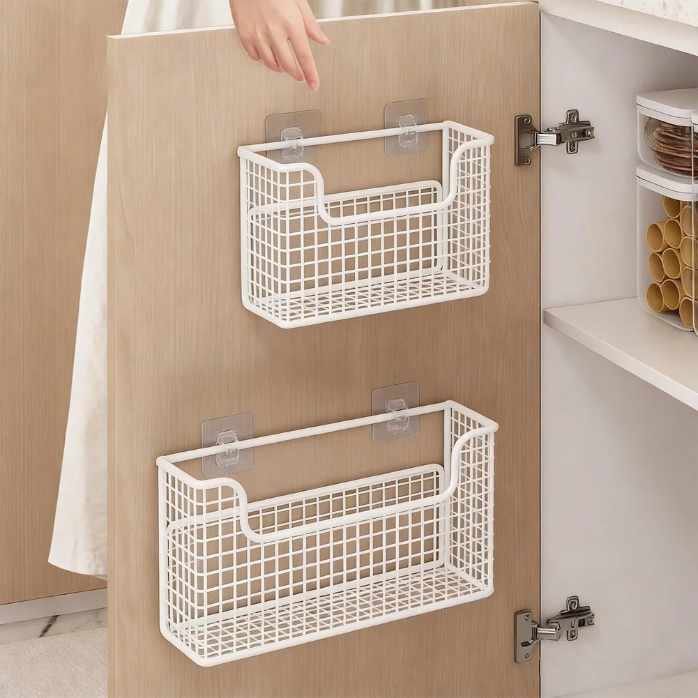 Hängender Aufbewahrungskorb aus Metall zur Wandmontage, Regal für Innentüren von Schränken, Regal-Organizer für Folien und kleine Utensilien