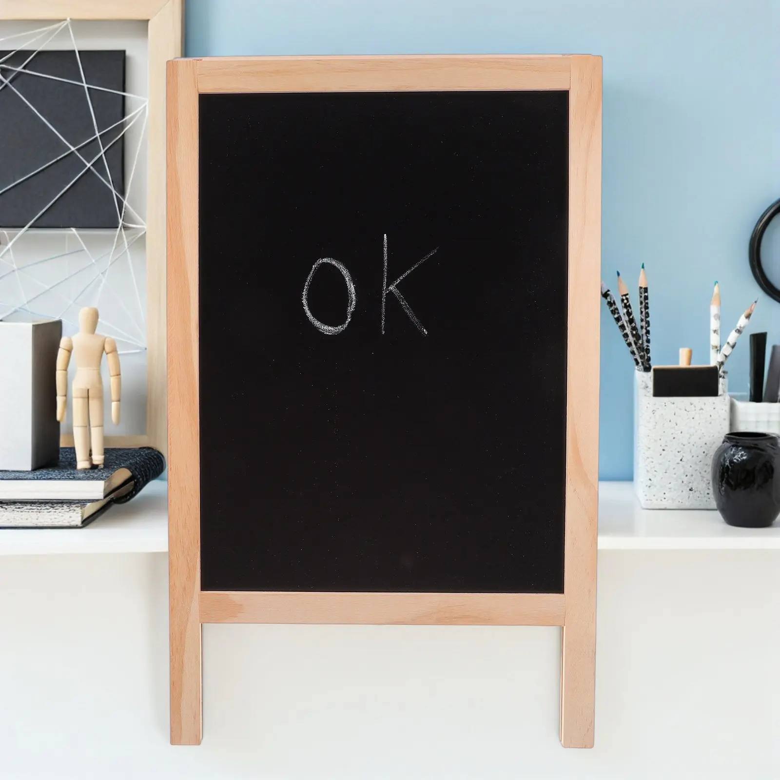 

Деревянная мини-доска для записей, двусторонняя меловая доска, подвесная доска для сообщений, для свадебных табличек, декора сада, детских поделок, настольная доска