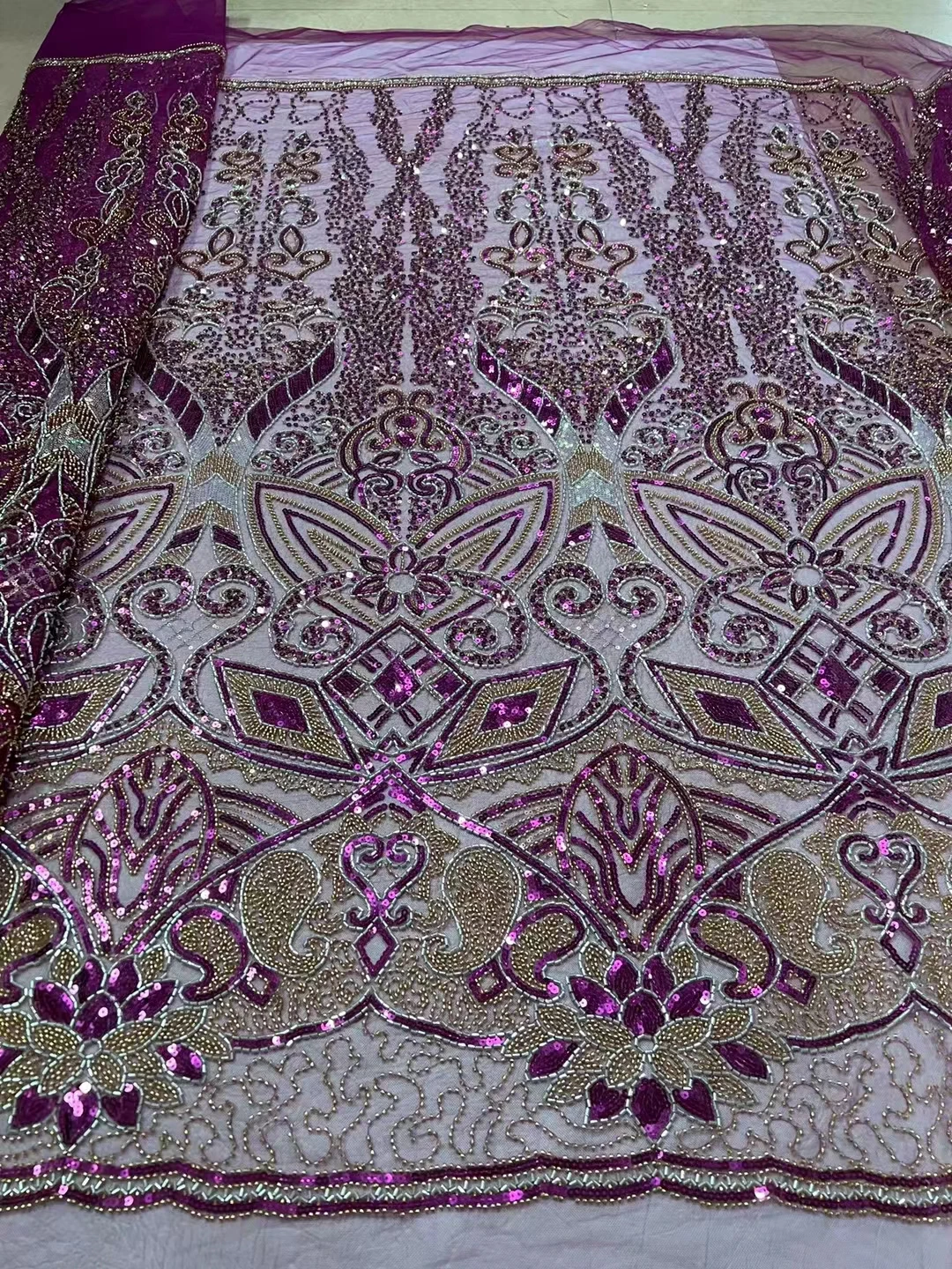 Tissu Africain de Luxe en Dentelle à Paillettes pour Robe de Mariée NigWin, Broderie Française de Haute Qualité, 2023