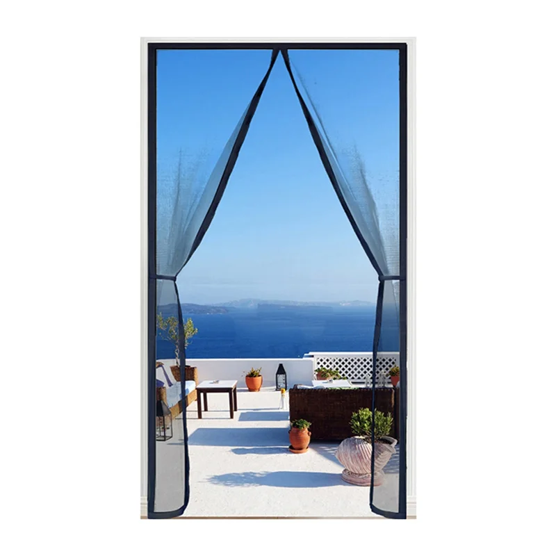 

-September Mosquito Fly Insect Net Magnetic Door Screen Curtain Auto Closing For Kitchen Indoor Living Room Black Product Size:8
