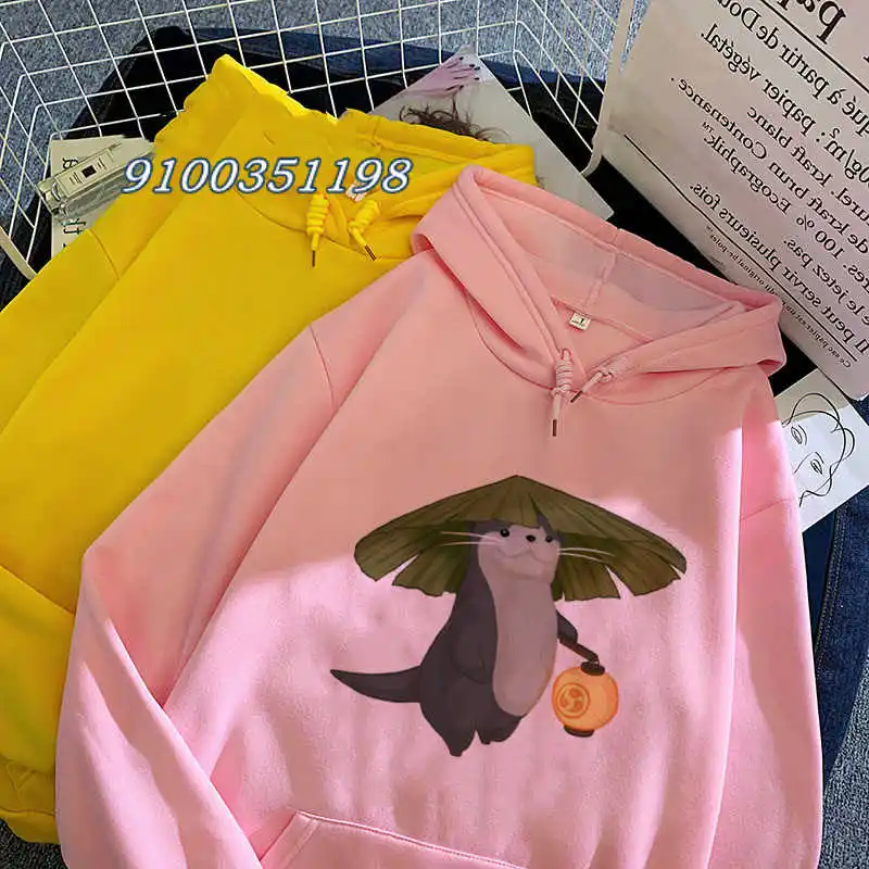 Kawaii Otter Print Women T Shirt Short Sleeve O Neck Loose Women Tshirt Ladies Fashion Tee Shirt Tops Clothes Dropshipping