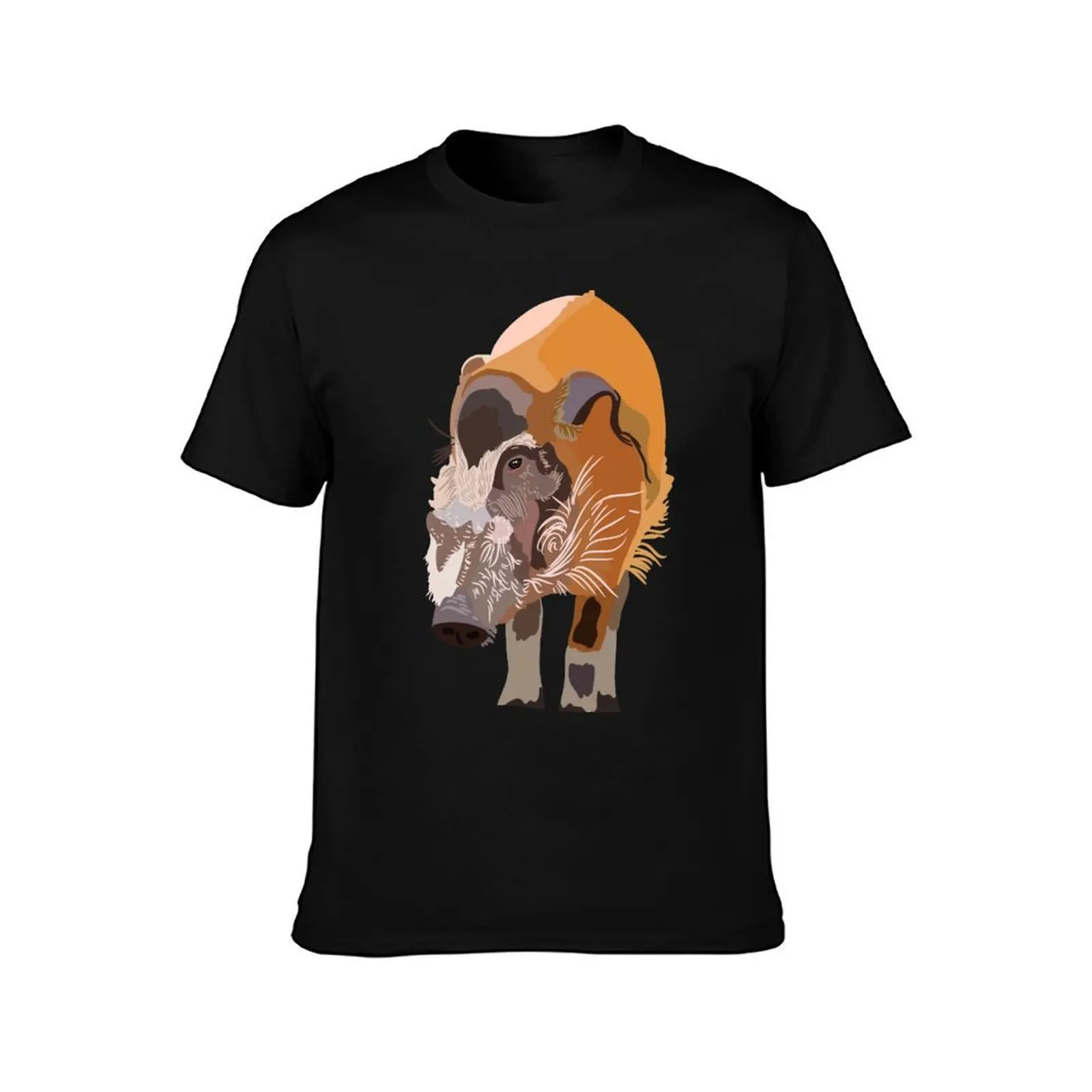 R is for Red river hog T-Shirt, Summer Casual Cotton Tee, Oversized Streetwear Tops, Vintage Graphic Print, Unisex Men Women