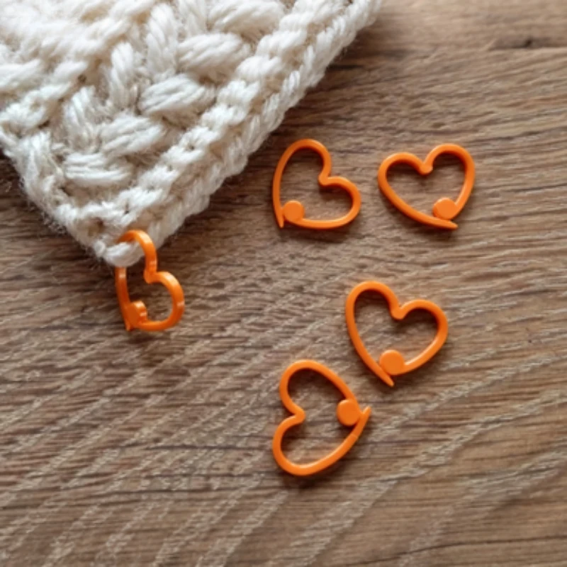 Niedliche Herz-Maschenmarkierer Kratzfreie Verschluss-Häkelmarkierer Langlebige Plastik-Stricknadelclips für DIY-Handwerk Nähwerkzeuge – Detail 1