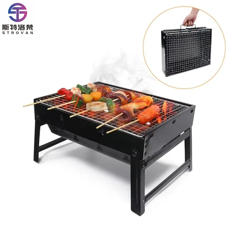 

New Suitcase Design Mini Stainless Steel Portable Grill Folding Outdoor Charcoal Grill