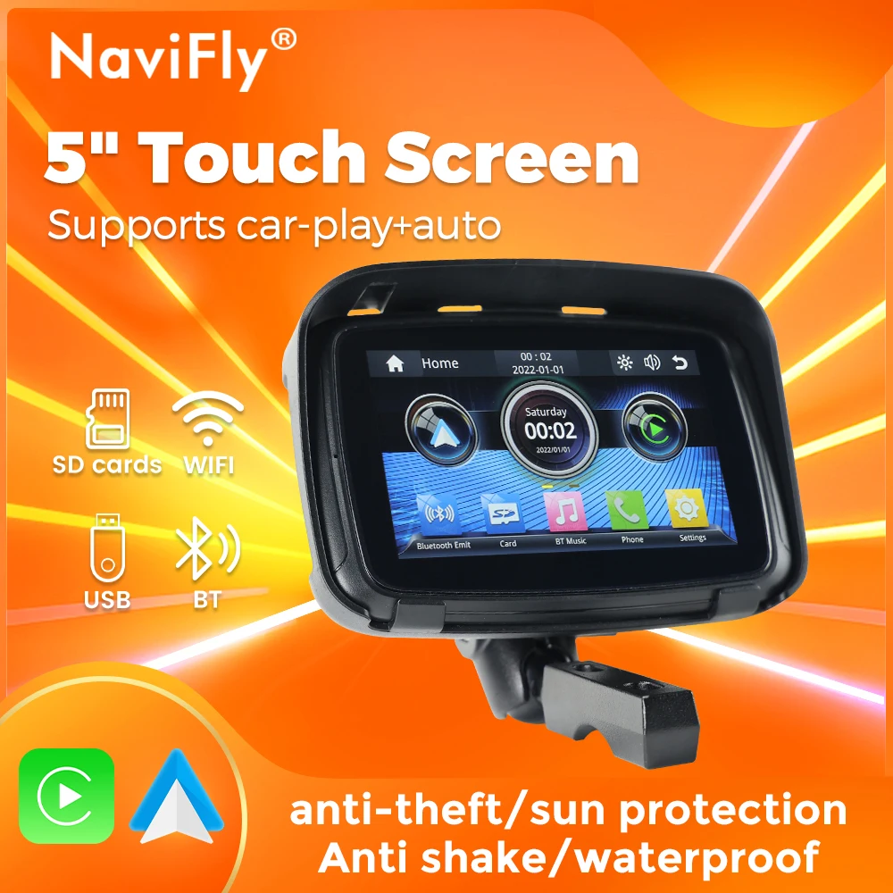 5 Inch Portable Motorcycle Lcd Dis Ipx7 Waterproof Monitor For Wireless Car Android Auto Moto Car