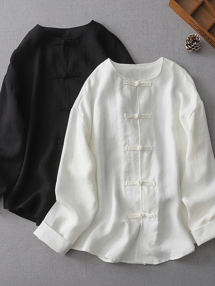 

Women's Long Sve Cotton Linen irt Autumn Faion Loose plus Size Button up Top Vintage Sle Commute Friendly Casual Wear