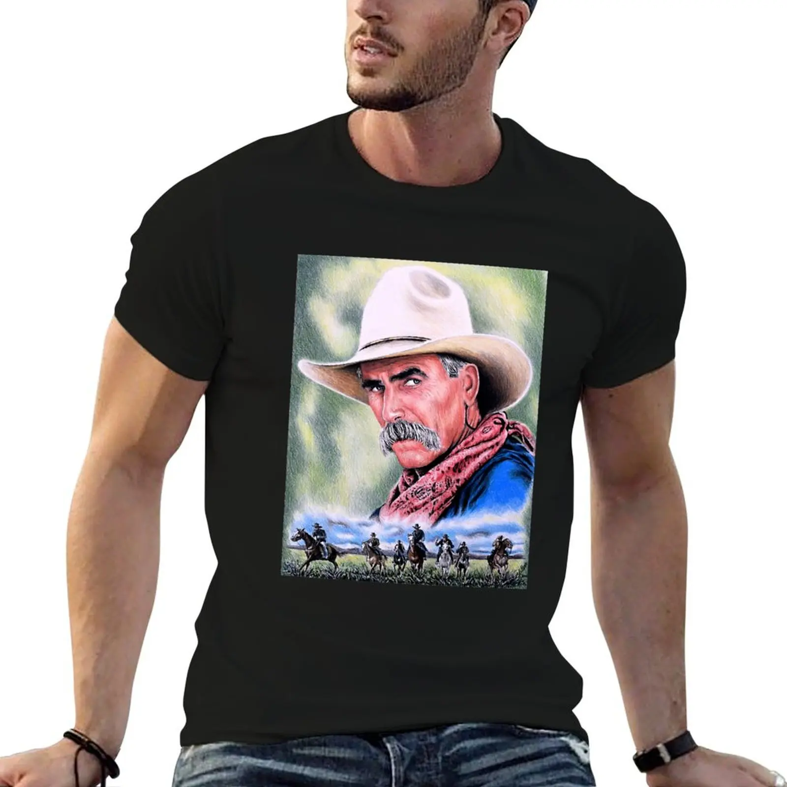 Sam Elliot Actor Received Many National Awards Golden Globe Academy Cowboy Music T-Shirt designer shirts t shirt men 100℅ cotton