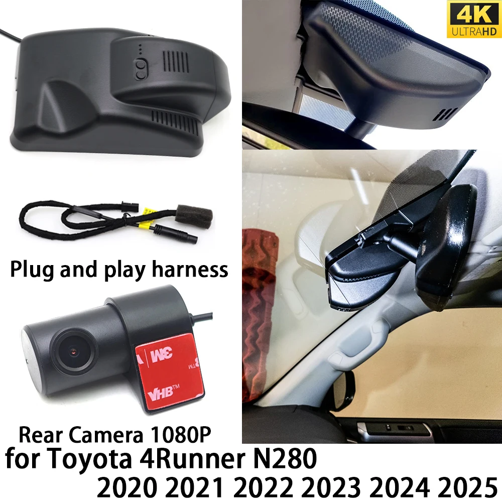 Für Toyota 4Runner N280 2021 2022 2023 2024 2025 4K DVR Dashcam OEM Front- und Heckkamera Videorekorder Nachtsicht WLAN 2160P