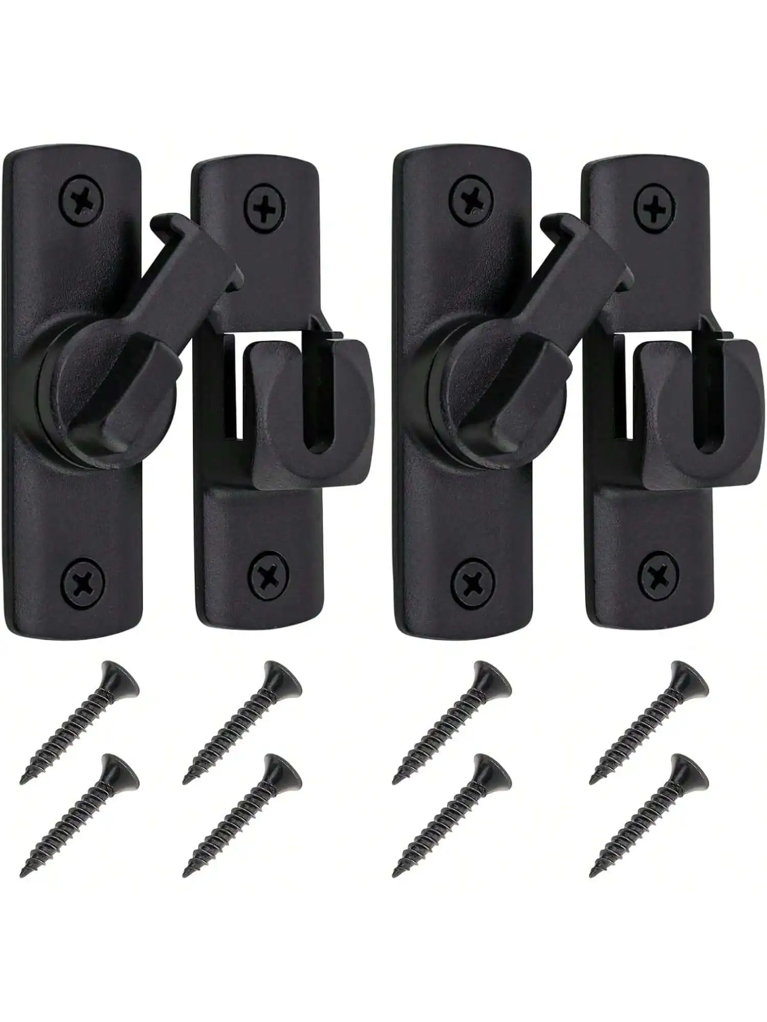 2pcs Punch-free Hasp Latch Door Lock Black Cabinet Locks Kids Safety Lock Barn Door Sliding Door Anti-pried Hook Lock Hardware