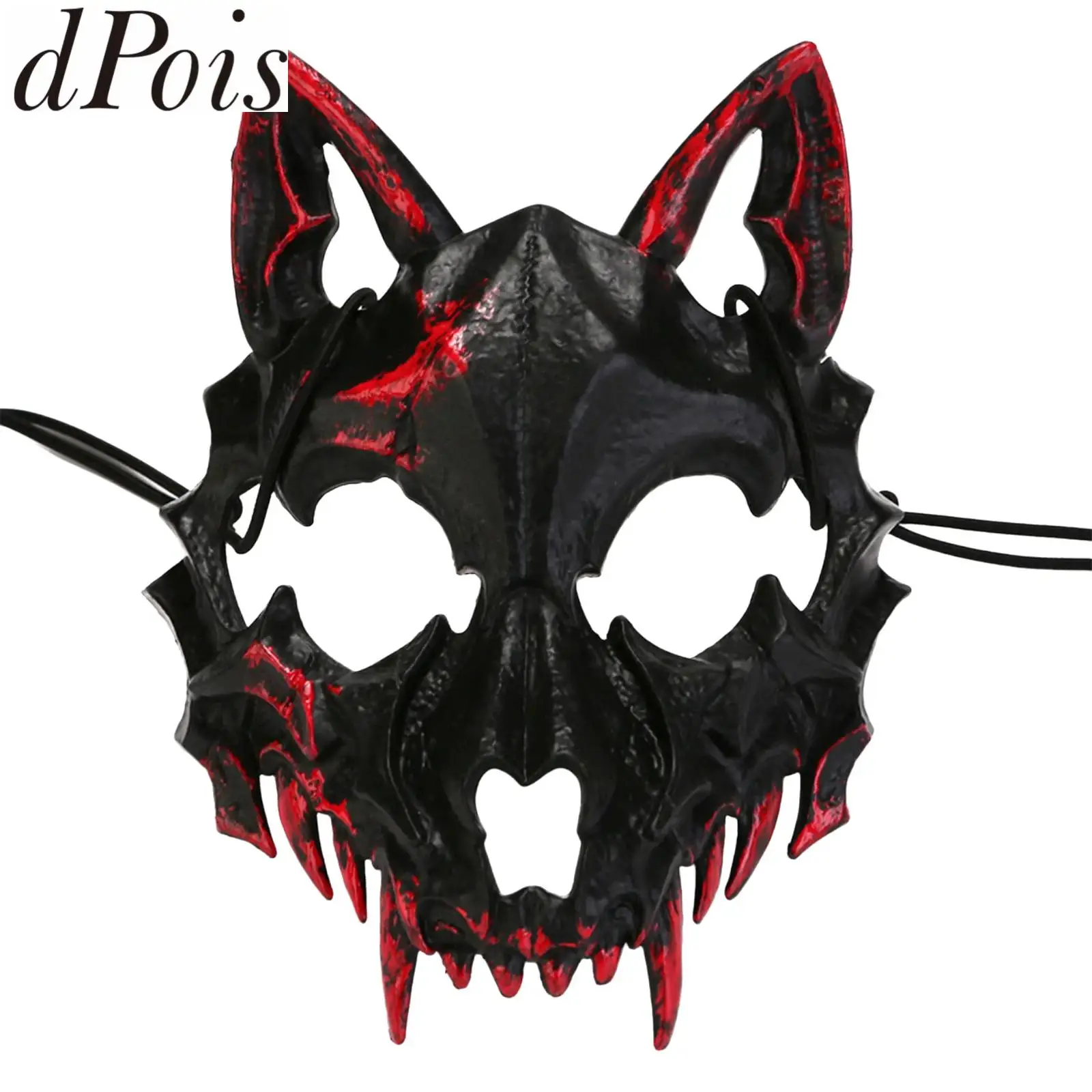 Máscara de animales de calavera de hueso, máscaras de media cara de esqueleto de Dios dragón de Anime, accesorios de disfraz de baile para Cosplay de Halloween, máscara de fiesta de graduación con calavera