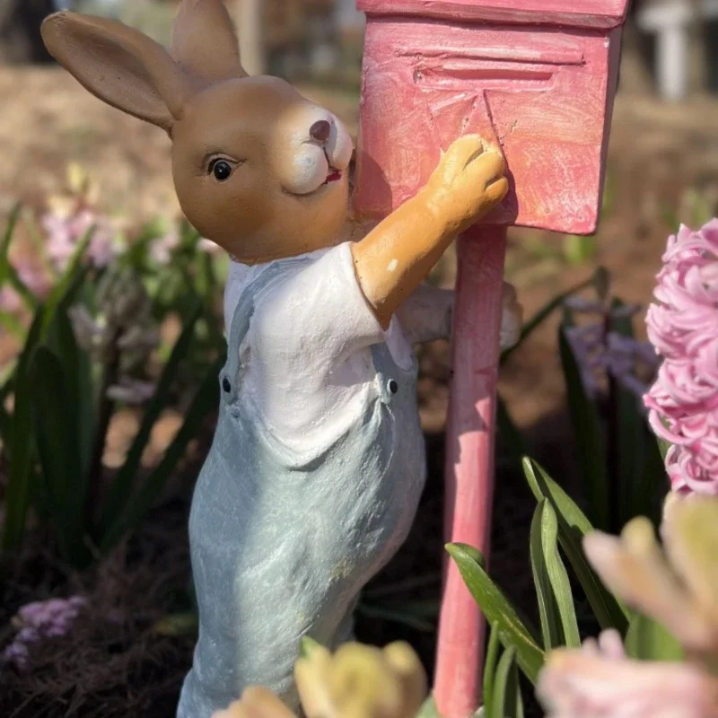 

Lovely Email Rabbit Outdoor Garden Sculpture Statue Cartoon Animals Resin Handicrafts Courtyard Landscape Rural Decoration