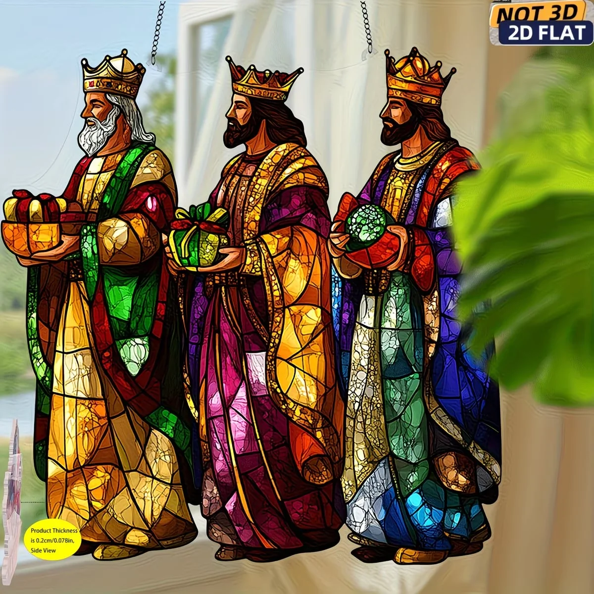 1PCS Three Wise Men And Gift Painted Glass Wall Decoration Christian Garden Interior Decor Doctor Theme Artwork view 2