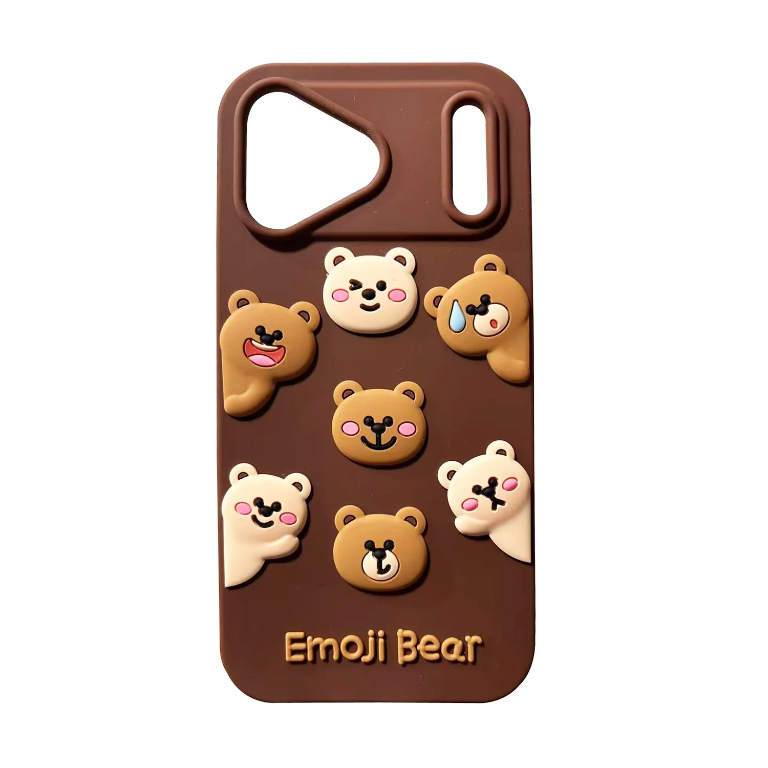 

17Pro 3D Cute Cartoon Emoji Bear Soft Silicone Phone Case Back Cover For iPhone 11 12 13 14 15Pro 15 16 Pro Max Shockproof Shell