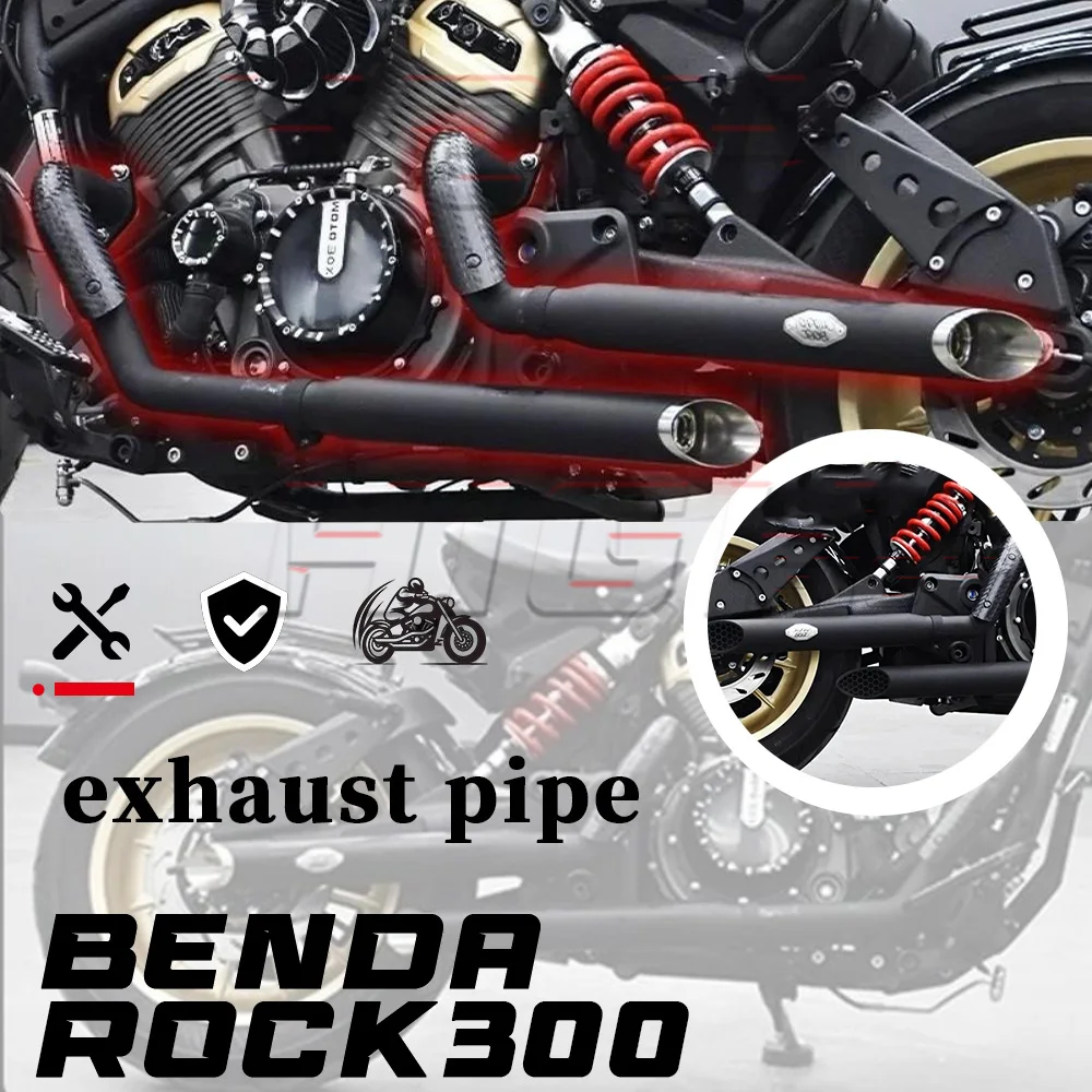 

Выхлопная труба BENDA ROCK 300, полная секция, правая, двойная розетка, низкий звук, 300 рок, 300rock