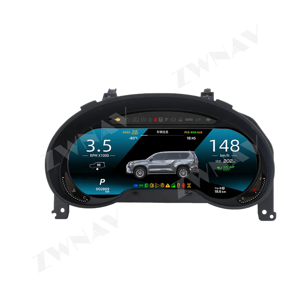 12.3 Inch Upgrade Dashboard For Lexus GX 2010-2021 LCD instrument Panel Virtual Driving display Cockpit Virtual Instrument