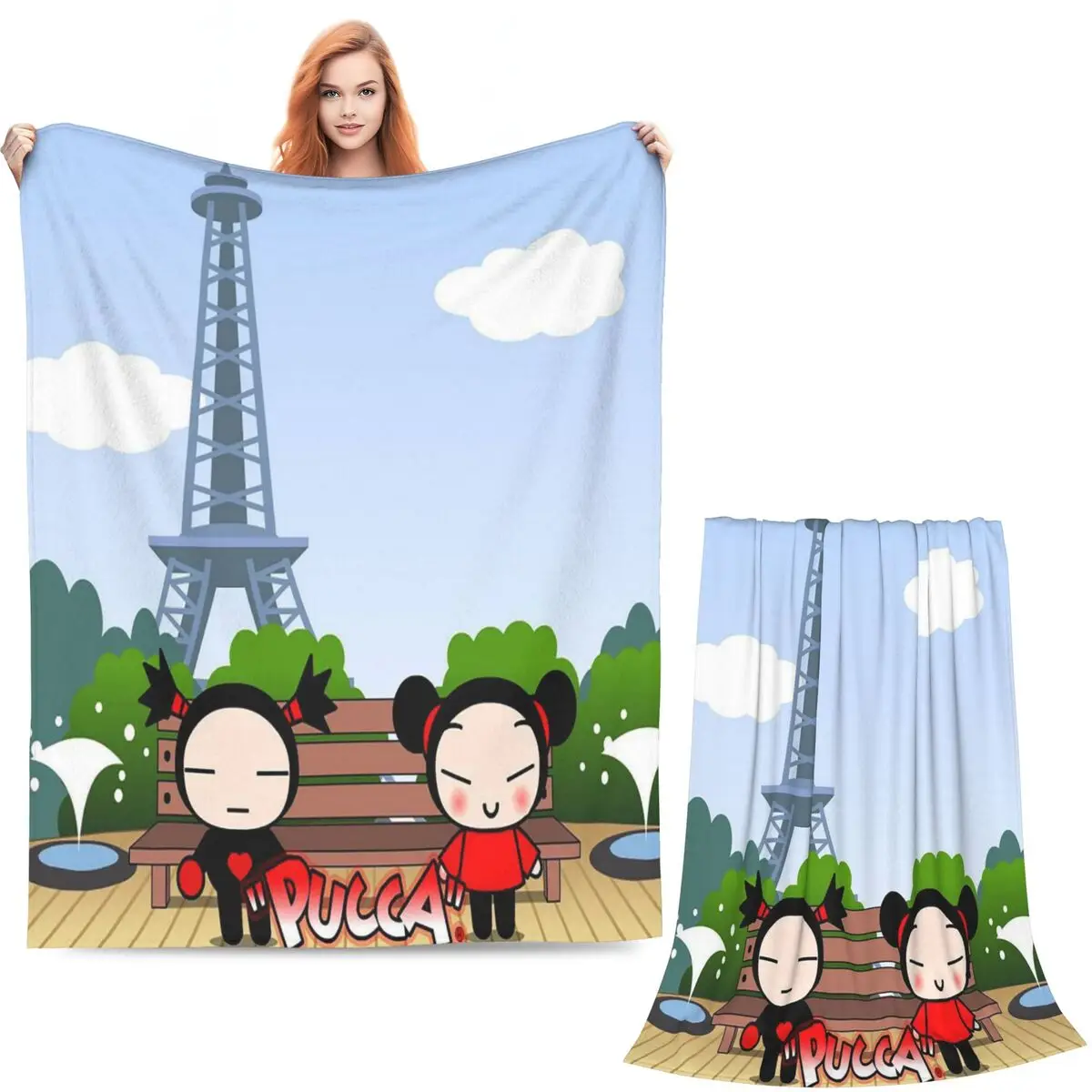 Cartoon Garu Pucca Animation (8) Blankets Soft Warm Flannel Throw Blanket Plush for Bed Living room Picnic Travel Home Couch