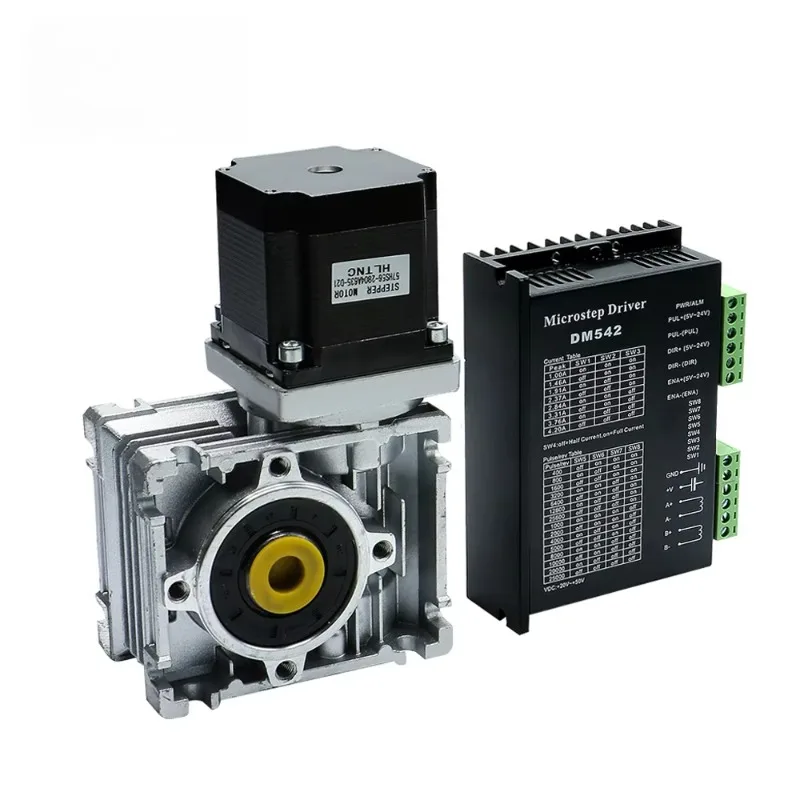 Nema23 Stepper Motor Worm Gearbox RV030 Speed Reducer With 14mm Output 3A 56MM 1.2NM 172Oz-in DM542 Driver Kit Convert CNC Route
