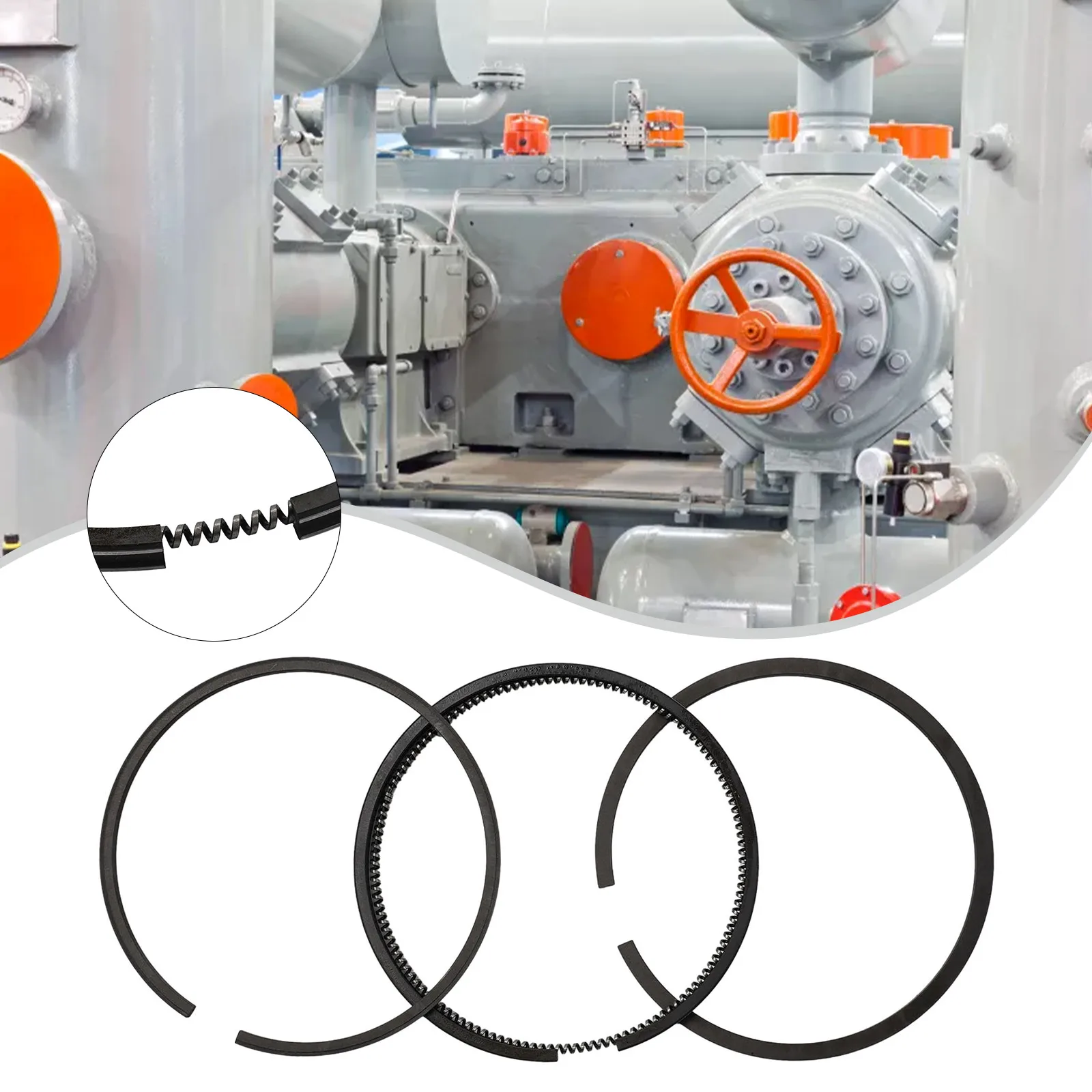 3Pcs Air คอมเพรสเซอร์แหวนลูกสูบนิวเมติกสำหรับ42/47/48/51/52/65มม.กระบอก