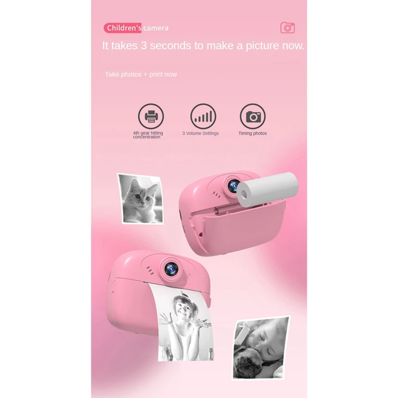 Best-Children's Camera Instant Print 48 Million High-Definition Dual Cameras Mini Video Camera Photo Thremal Printing