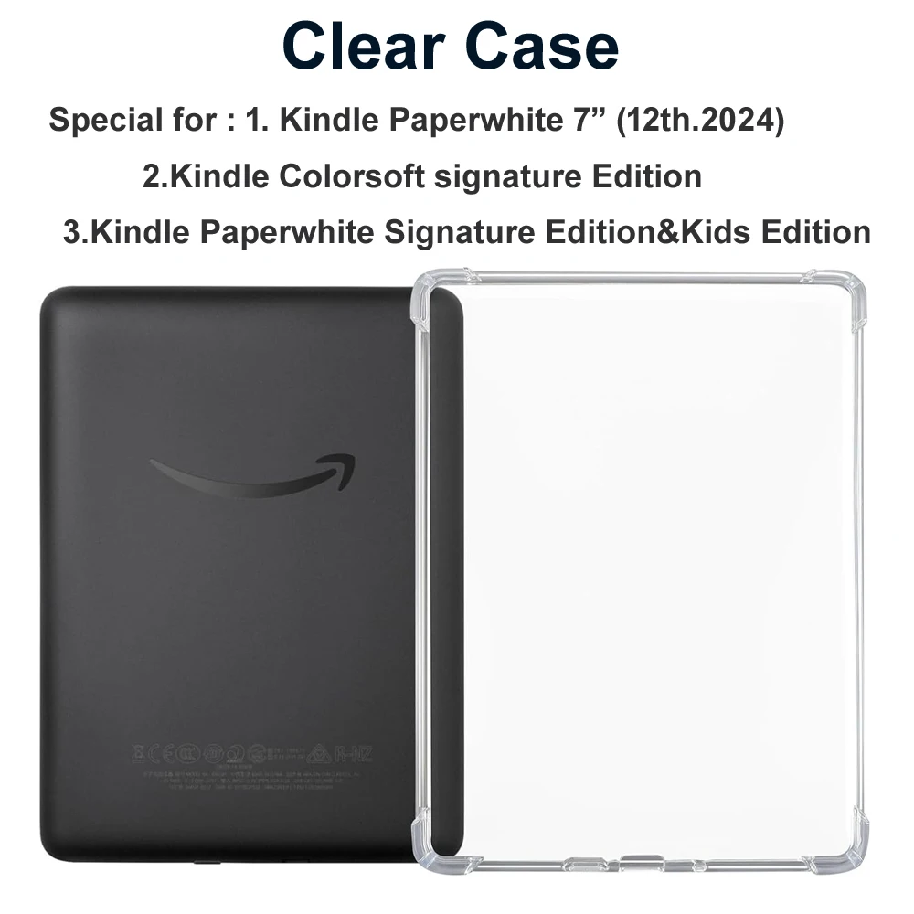 Clear Case for Kindle Paperwhite 12th Colorsoft 2024 Model SA569P SA568B 7.0“ ebook Cover Protective TPU Soft Cases