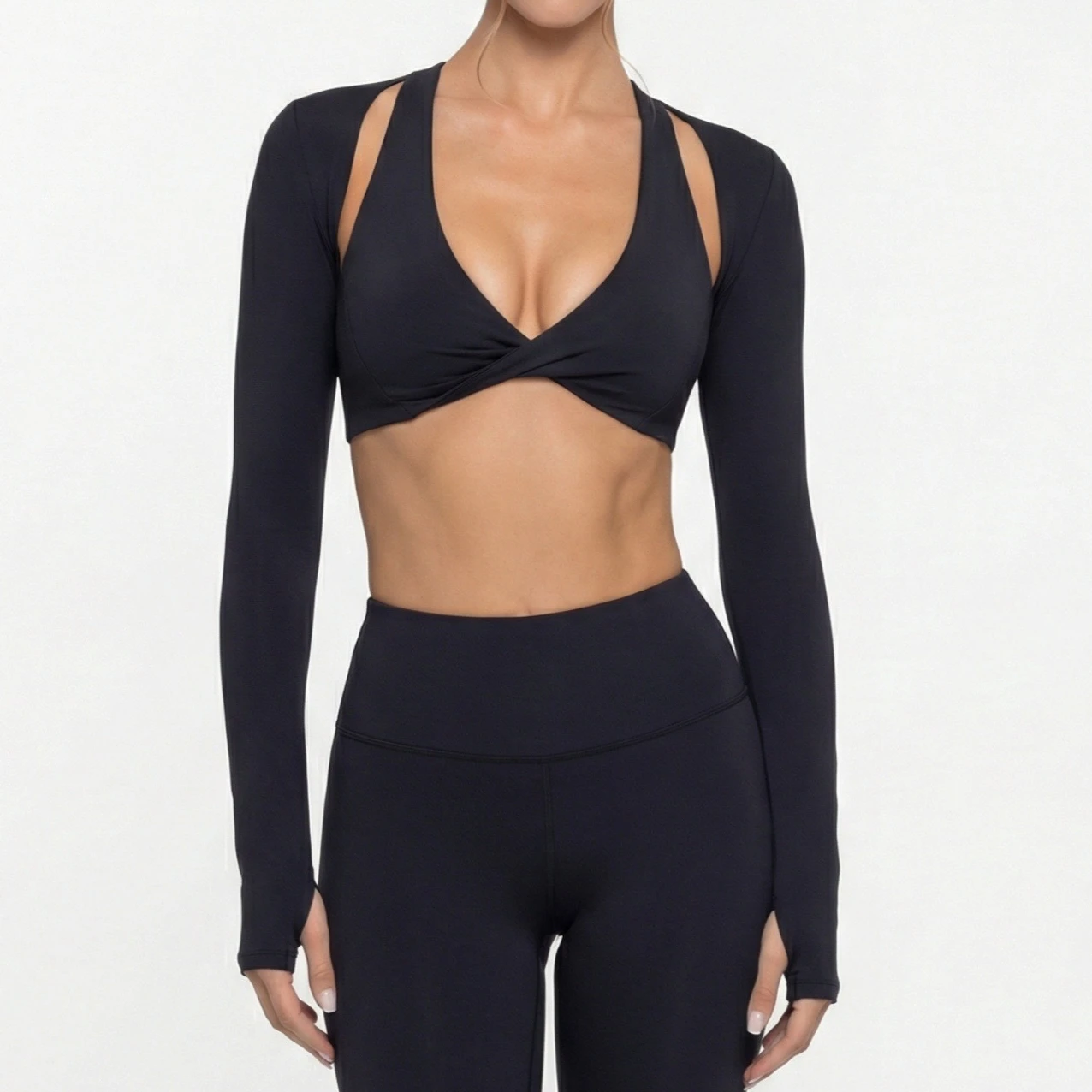 

Women Long Sleeve Yoga shirts Compression Quick Dry Twist Crop New Fall And Winter Sports Tops Running Yoga Bras workout tops