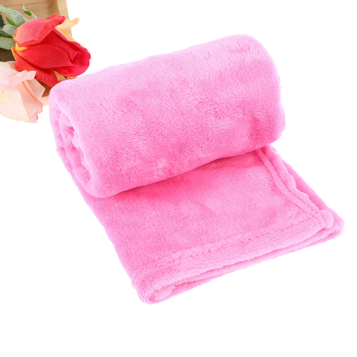 Flannel Fleece Pet Blanket Pink Solid Color Warm Soft Lightweight Premium Quality For Small Pets Bedding Blanket