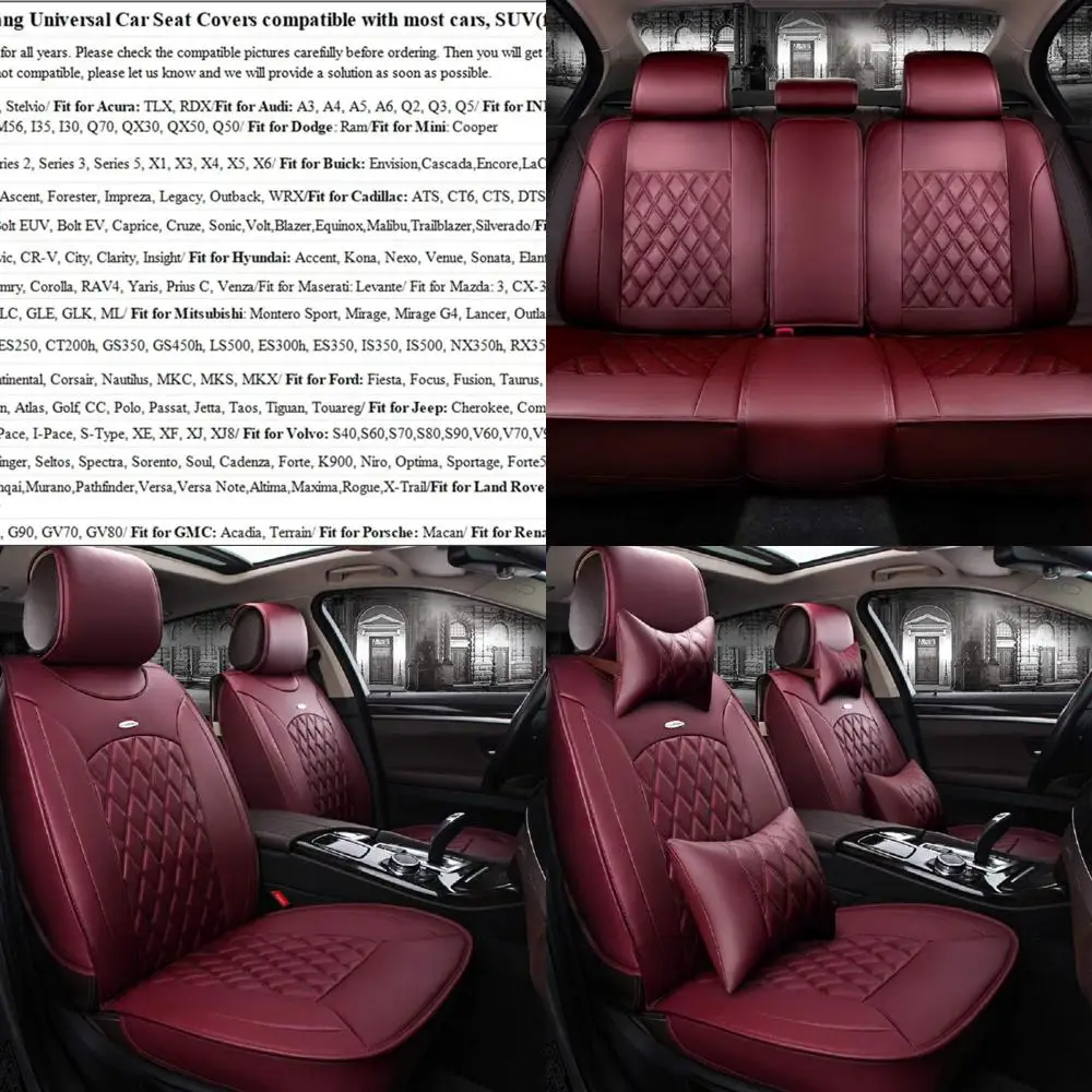 

Skysep красное вино, полный комплект, универсальные 5-местные автомобильные однотонные водонепроницаемые кожаные чехлы для автомобильных сидений, регулируемая защита