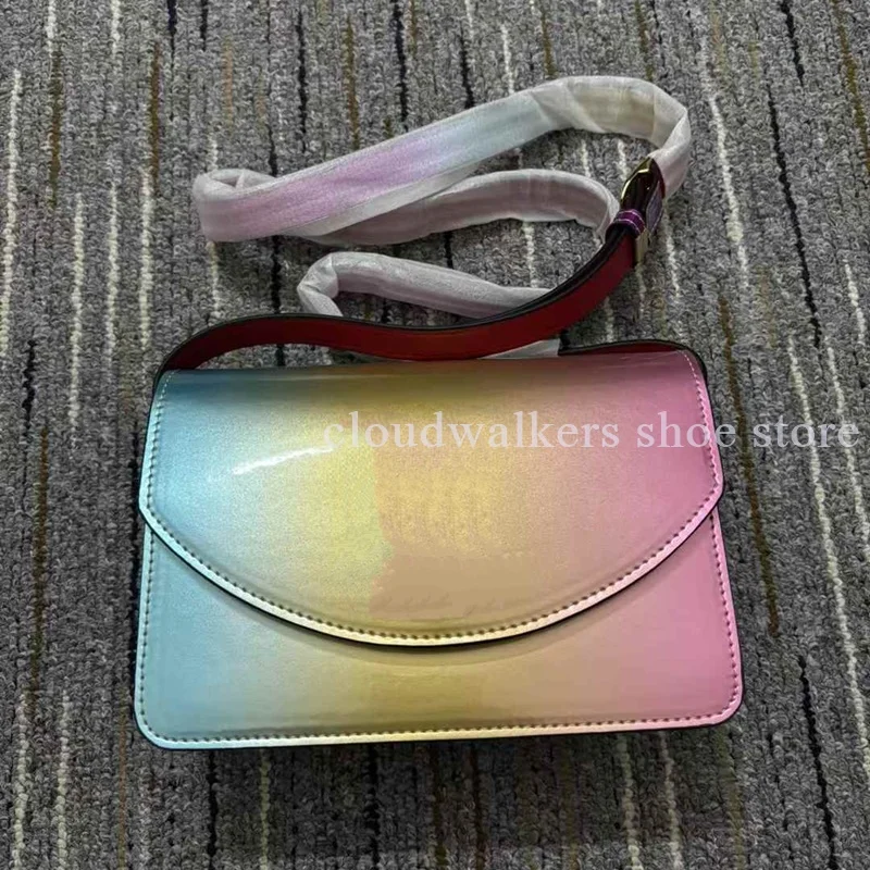 

New Trend Gradient Color Patent Leather Banquet Bag Women's Handbag Fashion Square Tofu Bag Matte Leather Shoulder Crossbody Bag