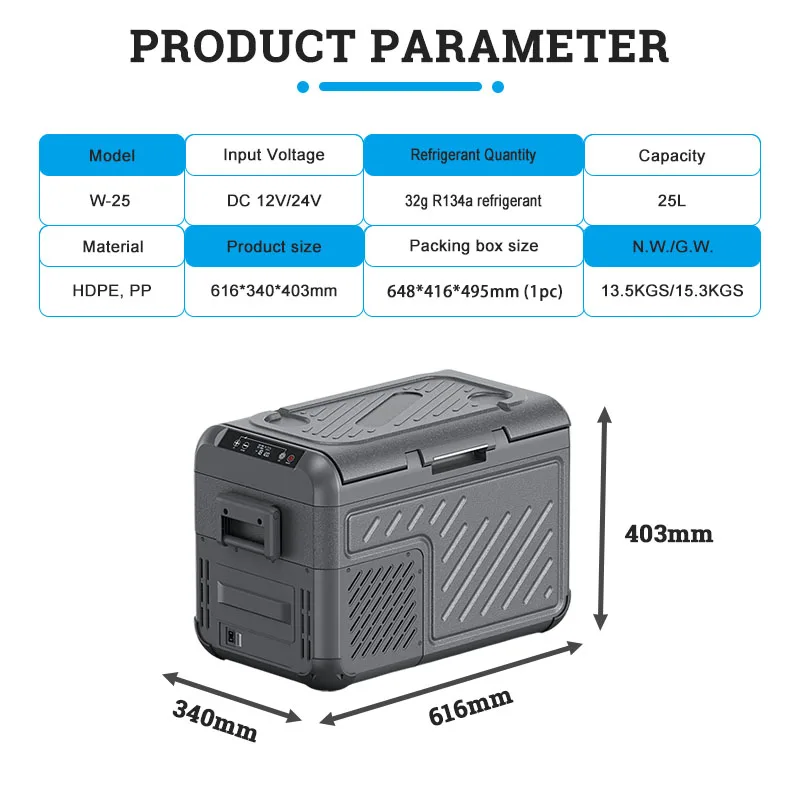 25L DC 12V 24V Car Refrigerator Compressor Car Freezer Portable Vehicle Refrigerator for Car and Truck Cooling Drinks
