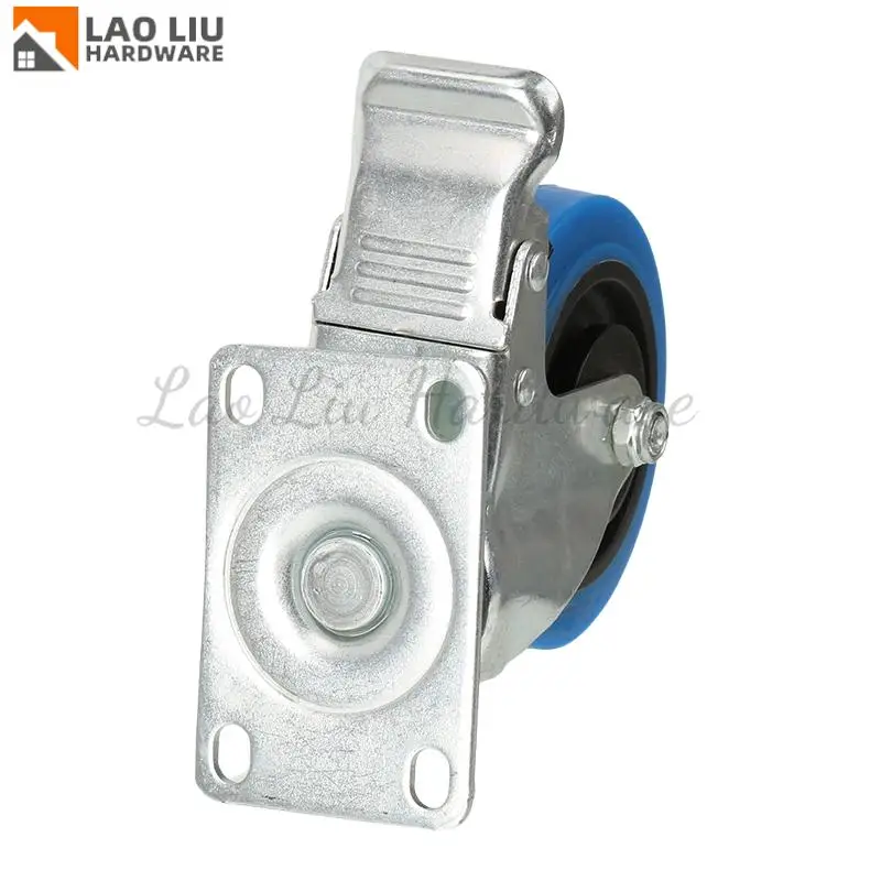 

4-дюймовое (100 мм) промышленное колесо с синим резиновым протектором средней мощности и пластиковым сердечником: поворотное и роликовое колесо с тормозом для промышленного оборудования