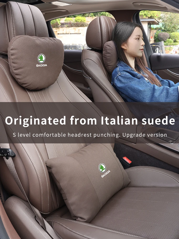 Skoda Octavia Fabia Rapid Superb Karoq Kodiaq Scala Citigo Kamiq Car Headrest Neck Support Seat Lumbar Cushion Soft Neck Pillow