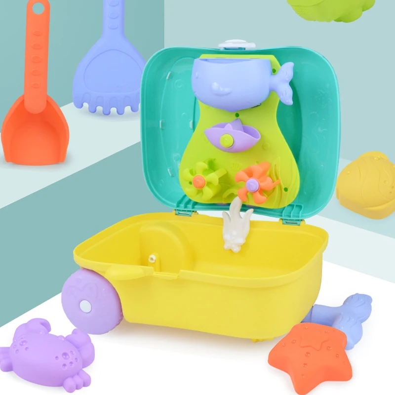 Summer Beach Sand Play Toys for Kids bagagli Toy Kit giocattoli per l'acqua Sand Bucket Pit Tool giocattoli all'aperto per bambini Boy Girl Gifts