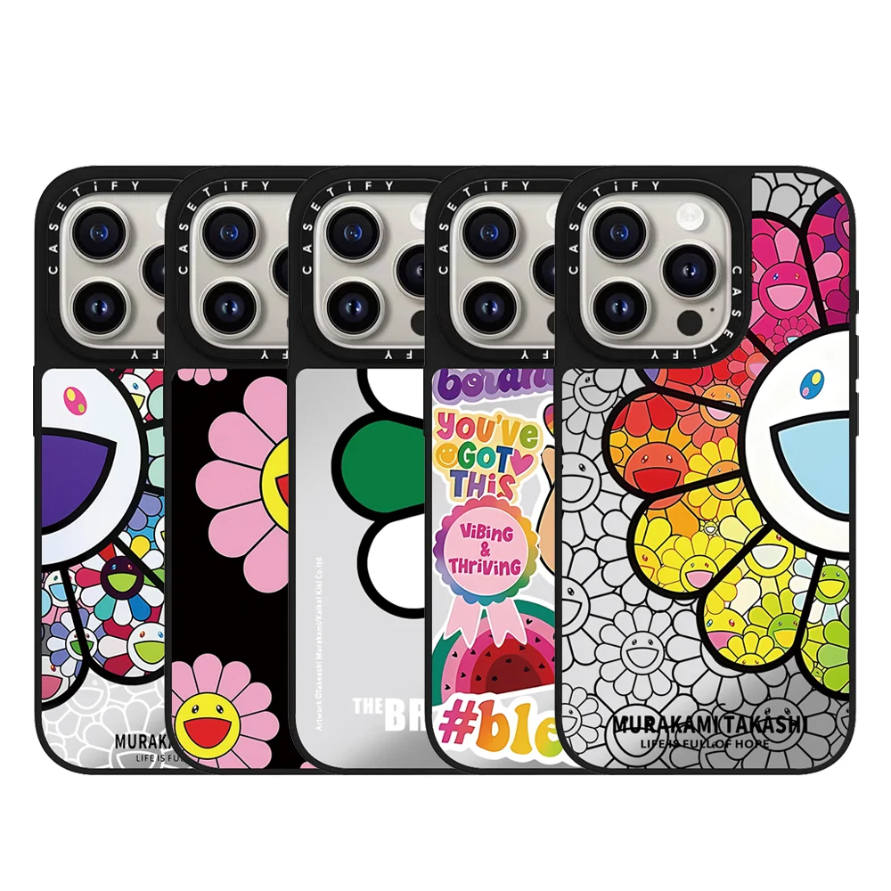 Funda Magnética CASETiFY en Colaboración con Takashi Murakami, Serie Flores Bloom, para iPhone 17, 16, 13, 14, 15 Pro Max, Air 16 Plus