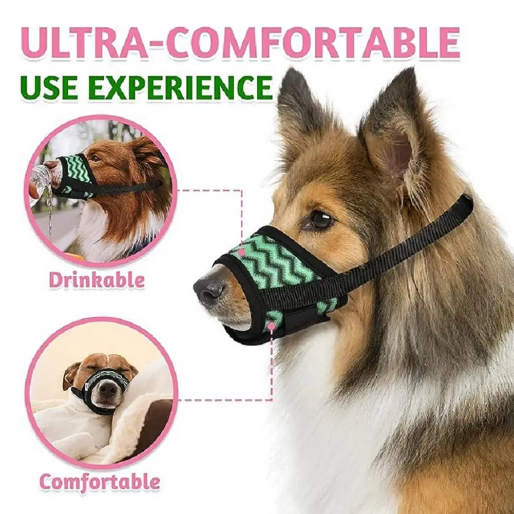 Dog Muzzle Adjustable Colorful Dog Mouth Guard Breathable Comfortable Soft Pet Mouth Protector Pet Supplies