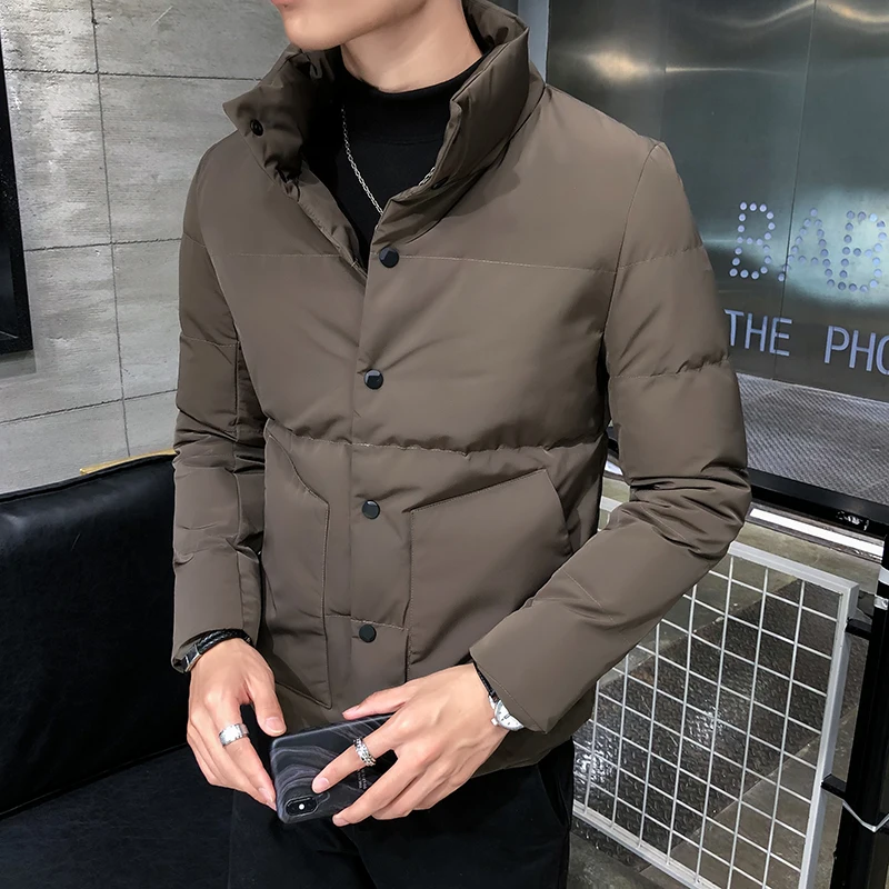 Youth Casual Cleanfit down Cotton Jacket XS Size Short Style Warmth Filling Korean Version Slim Fit Coat for Short Men