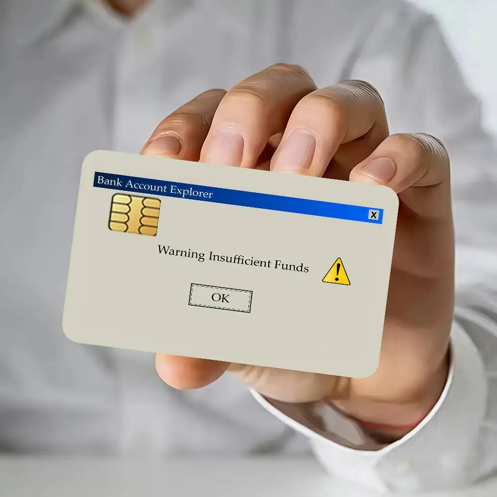 Insufficient Funds Credit Card Stickers For Bank Card Bus Metro Cards Waterproof Anti-Scratch Gift 4PCS