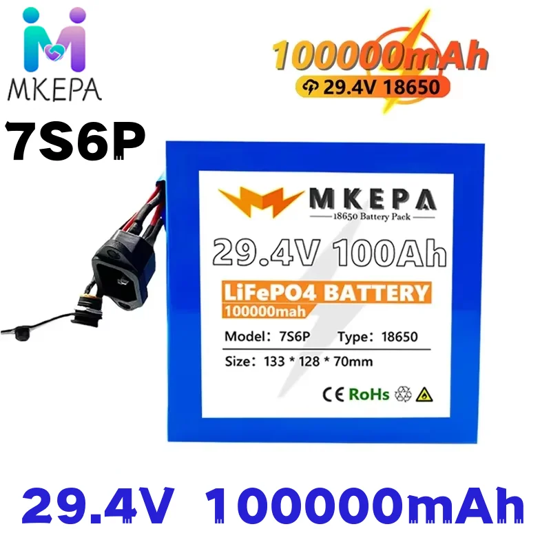 

29.4V 7s6p 100000mah 18650 rechargeable lithium battery pack electric bicycle scooter 250W 500W 1000W built-in BMS