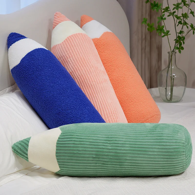 Almohada de felpa en forma de lápiz de 70cm, juguete de simulación suave y divertido, cojín largo de papelería para regalo creativo de cumpleaños y Navidad