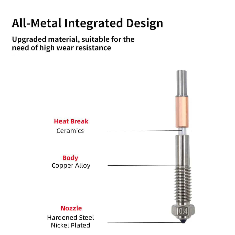 Für QiDi Q2/Q2 Combo: Bimetallische Düse mit Keramikisolierung, integriertes Design, schnell entfernbar, integrierte Düsen für QIDI Q2 – Detail 5