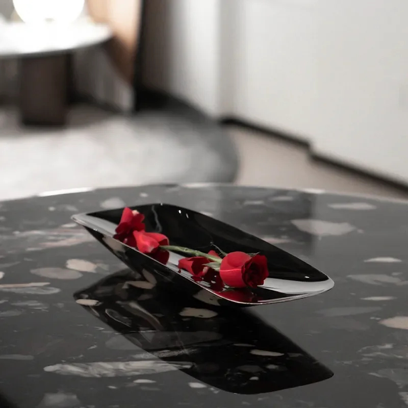 Creative Stainless Steel Fruit Plate for Living Room Coffee Table European Style Snack Tray Modern Home Decor Serving Dish