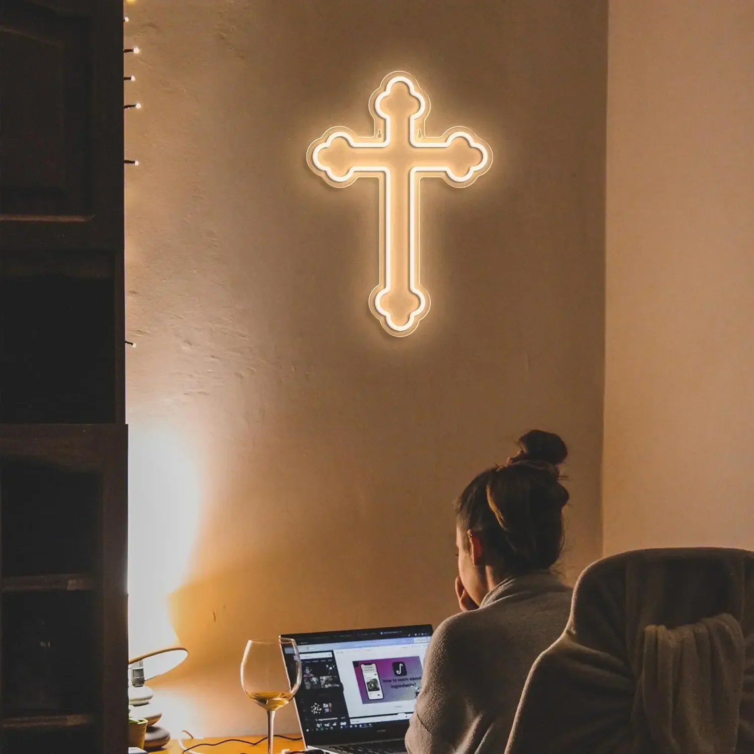 Jesus Cross Neon Sign For Wall Decor LED Neon Lights For Home Bedroom Decor USB Powered LED Lights For Room Decor Kids Gifts